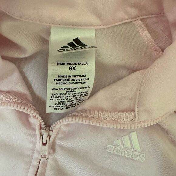 Adidas Pink Girls Track Suit Full Zip Jacket & Jogger Set Size 6X - Picture 4 of 6
